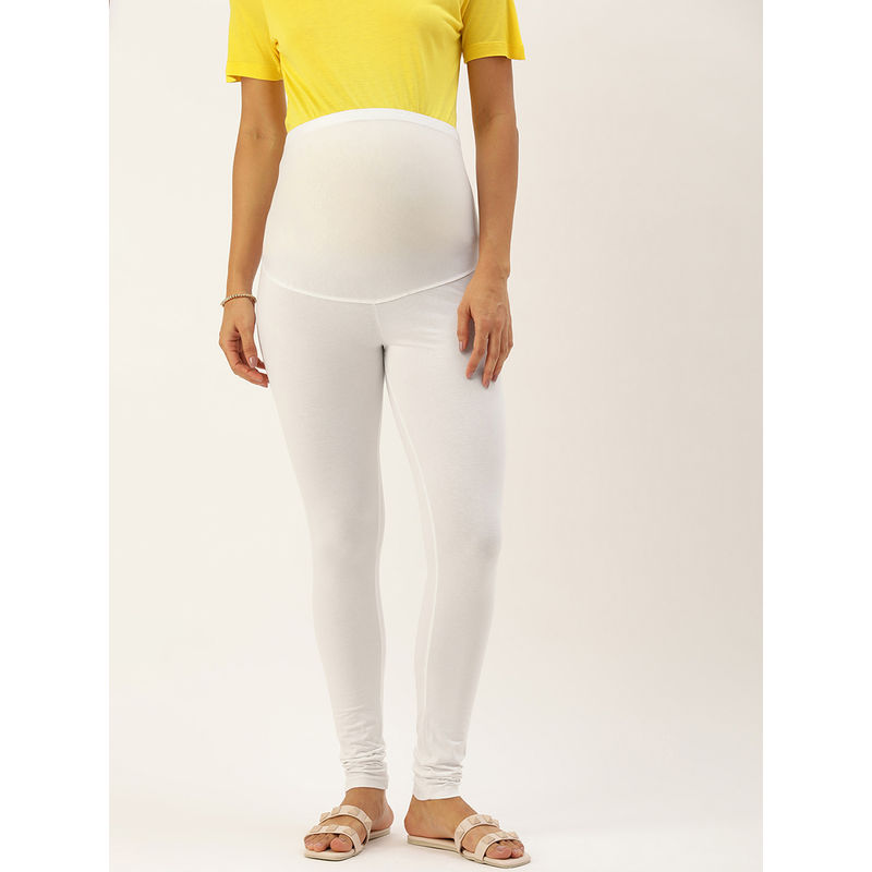Blush9 Maternity Over Bump White Colour Leggings (M)