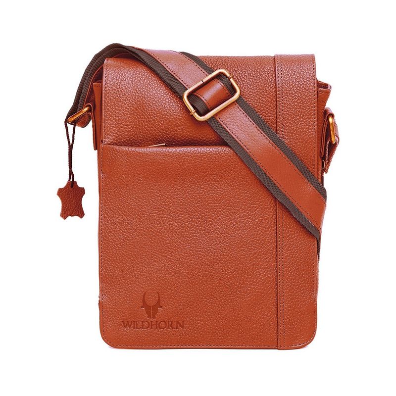 WILDHORN Classic Genuine Leather Tan Solid Sling Bag for Men Buy