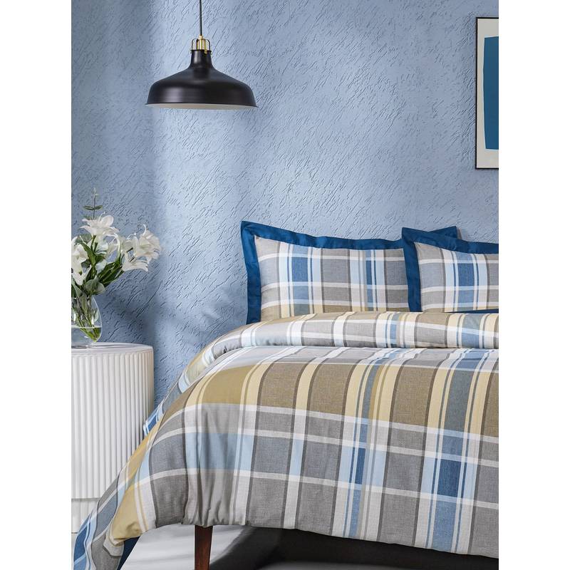 Maspar Blue 200TC Cotton Printed Duvet Cover with 2 Pillow Covers (King)