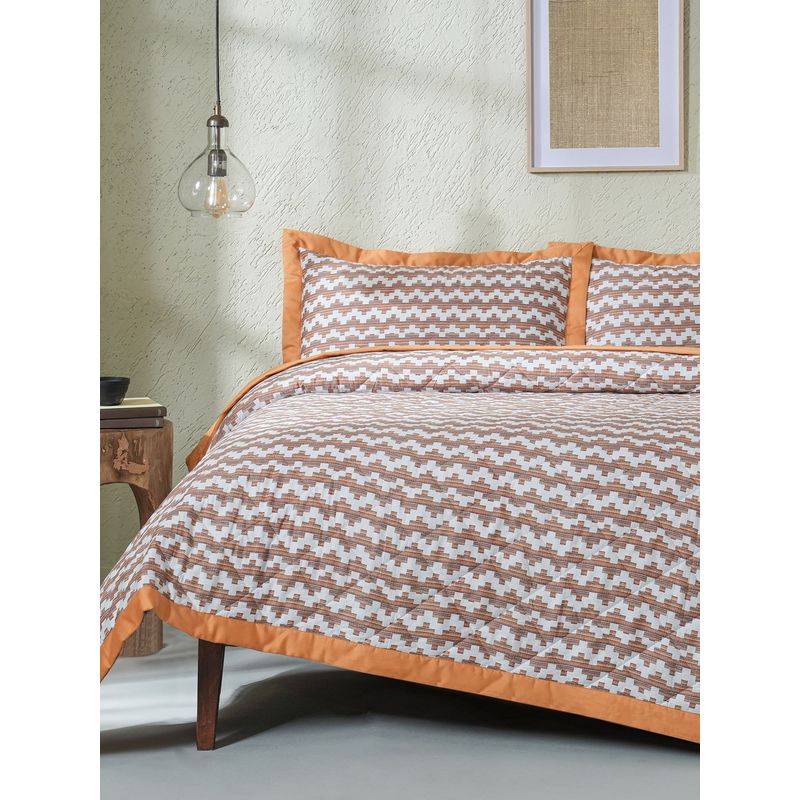 Maspar Orange Summer AC Room 100 GSM & 200TC Cotton Bed Quilt (Single)
