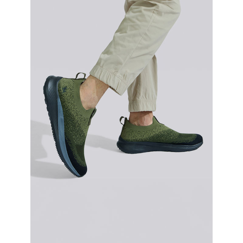 Neeman's Men Blend Knit Slip Ons Olive Shoes (UK 6)