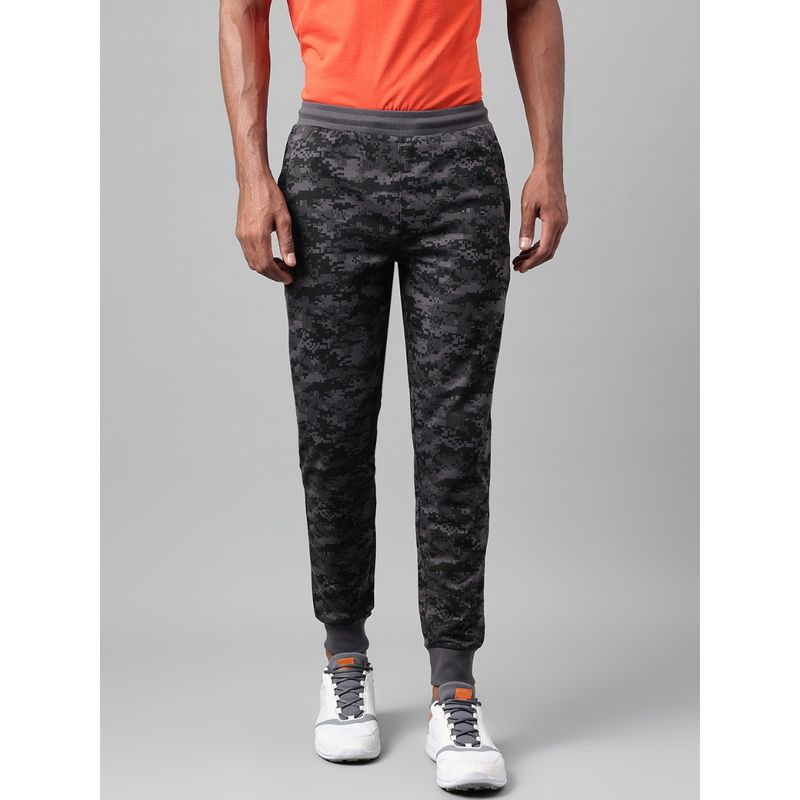 Alcis Mens Dark Grey Camouflage Soft Touch Slim Fit Athleisure Joggers (L)