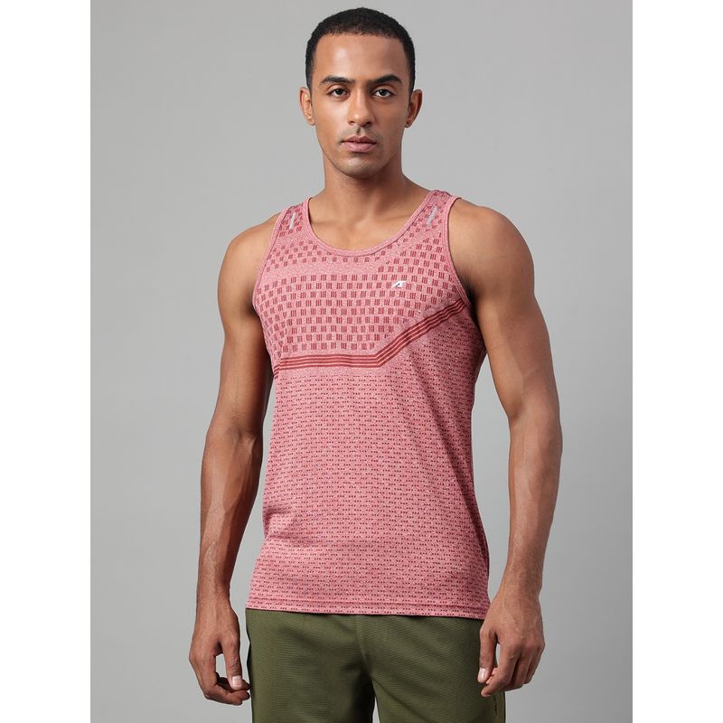 Alcis Mens Pink Heather Drytech Anti Static Slim Fit Round Neck Running T Shirt (M)