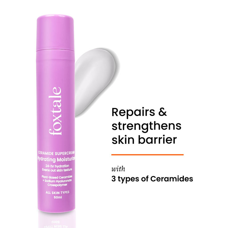 Foxtale Ceramide Supercream Hydrating Moisturizer With Hyaluronic Acid, Strengthens Skin Barrier