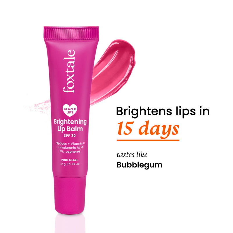 Foxtale Brightening Lip Balm With Peptides, Vitamin C & Hyaluronic Acid Bubblegum Pink Glaze