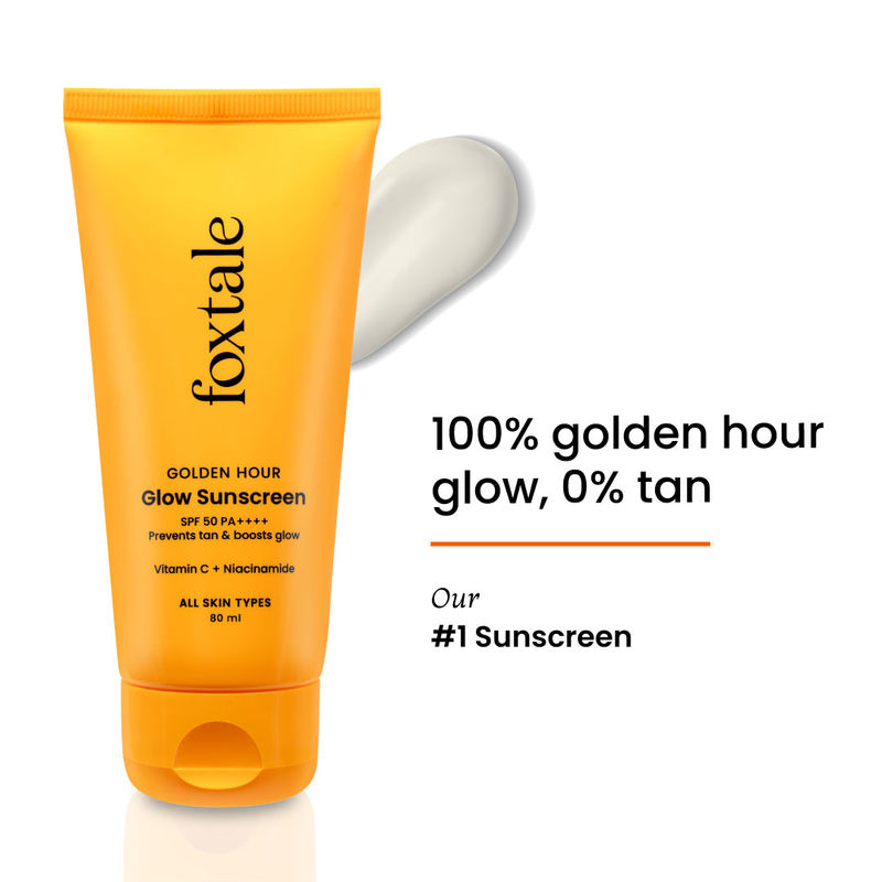 Foxtale Glow Sunscreen SPF 50 PA++++ with Vitamin C & Niacinamide for a Dewy Glow