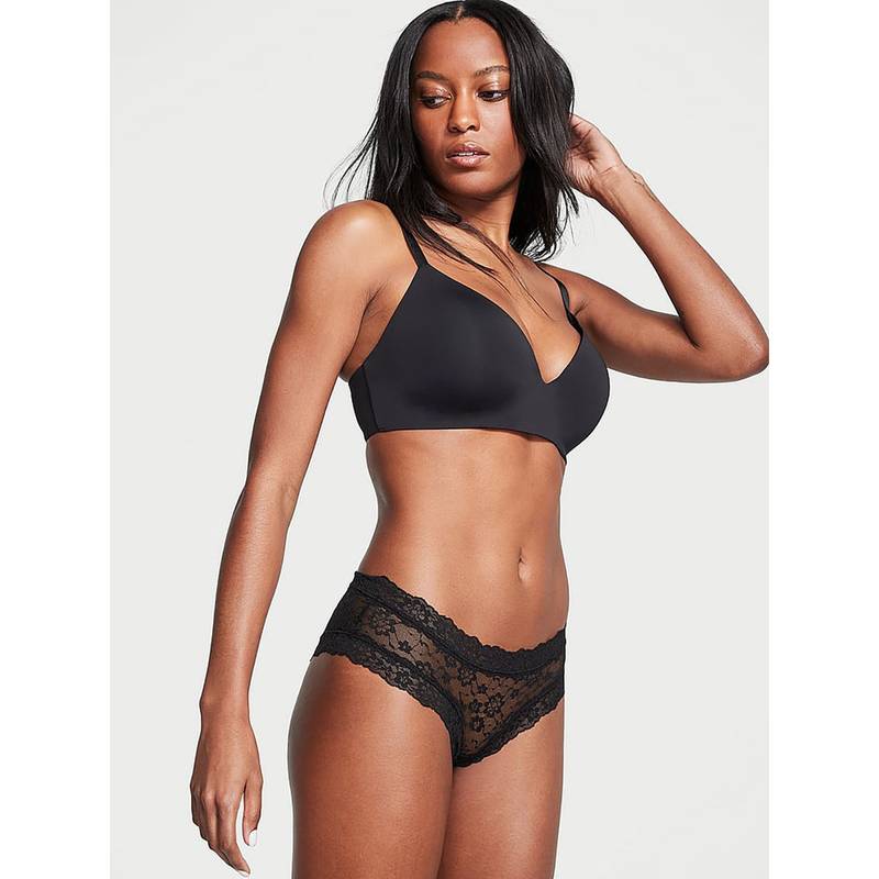 Victoria's Secret The Lacie Lace Cheeky Panty Black (XS)