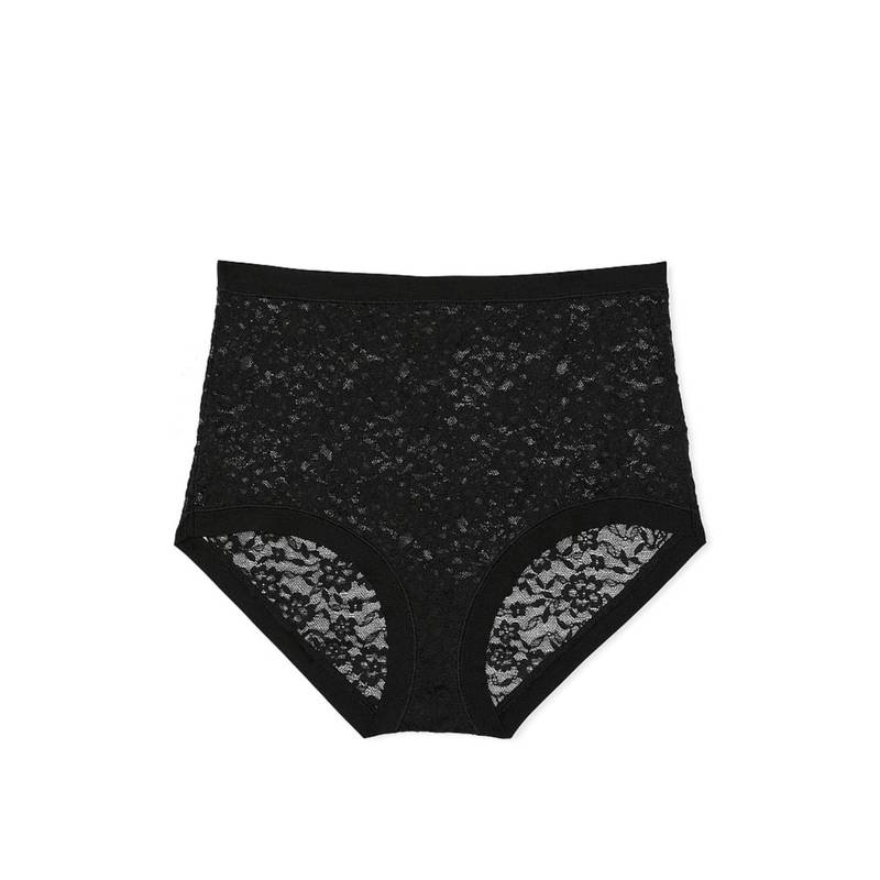 Victoria's Secret No-Show Lace High-Waist Brief Panty - Black (XS)