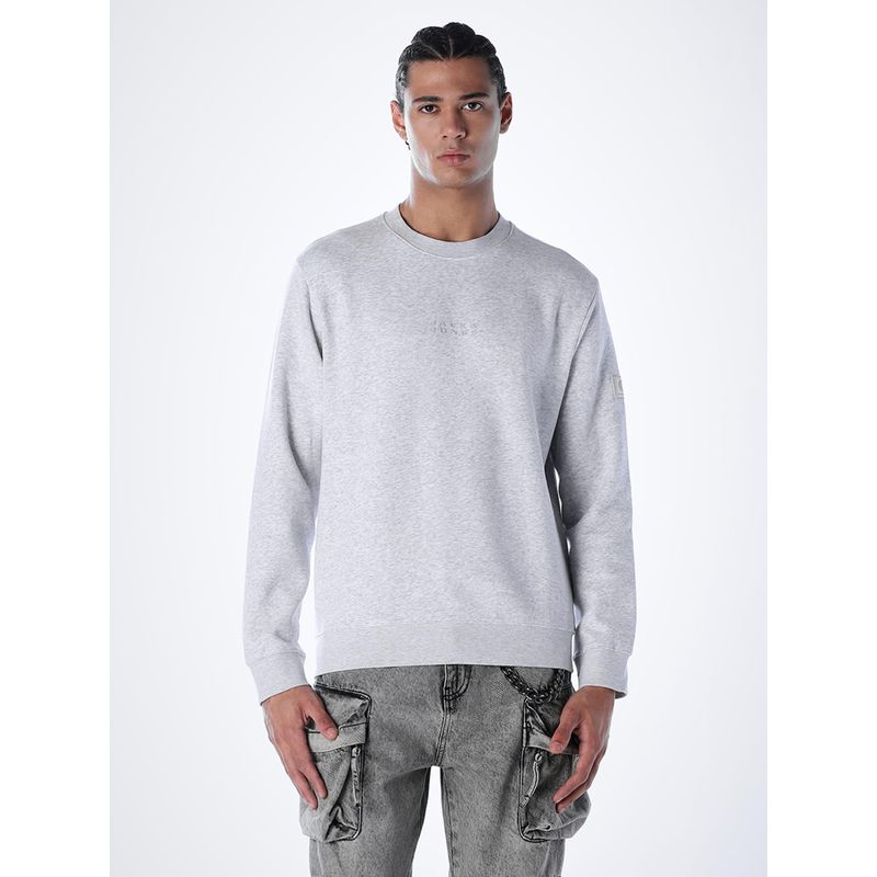 Jack & Jones Men Regular Fit Solid Grey Sweatshirt (M)