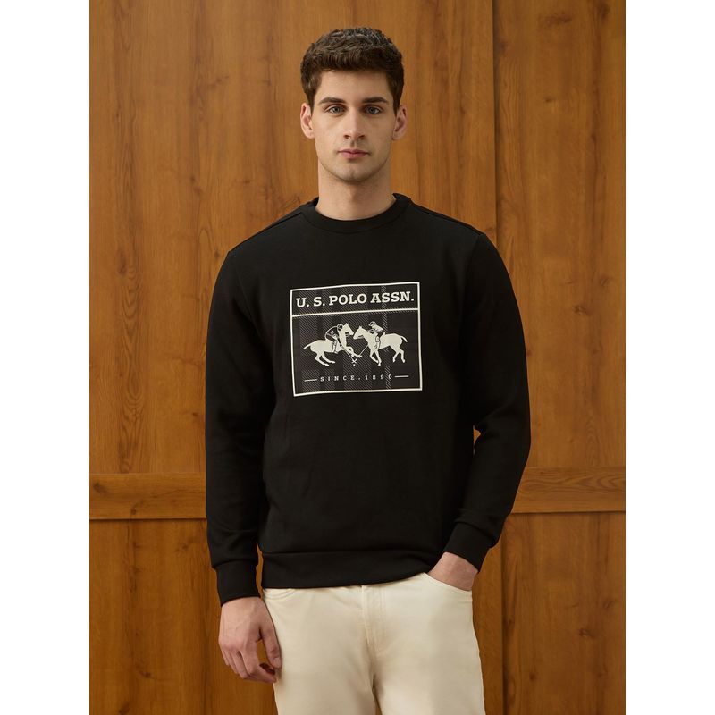 U.S. POLO ASSN. Men's Brand Printed Equestrian Aisle Theatre Sweatshirt - Black (M)