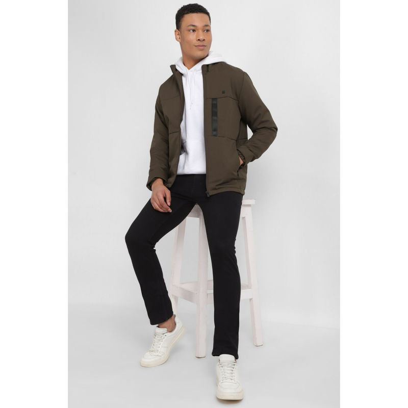 Allen Solly Men Brown Solid Full Sleeves Casual Jacket (L)