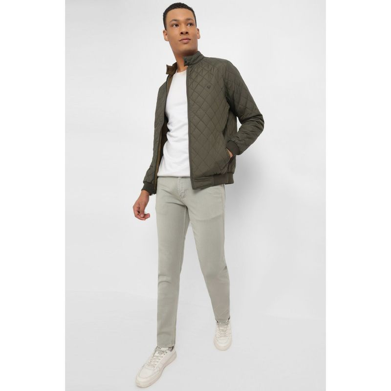 Allen Solly Men Olive Solid Full Sleeves Casual Jacket (S)