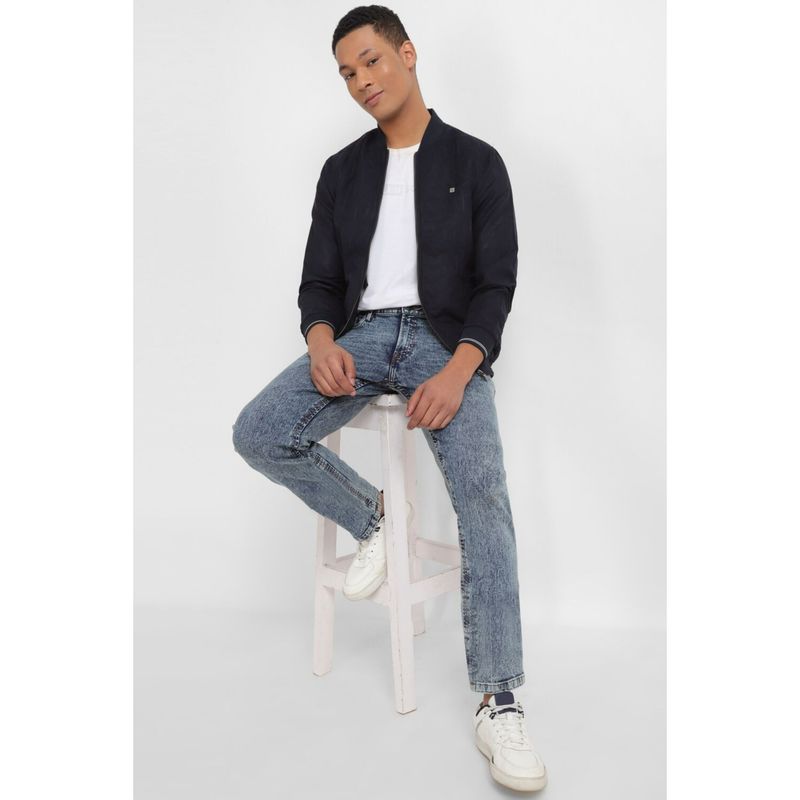 Allen Solly Men Navy Solid Full Sleeves Casual Jacket (S)