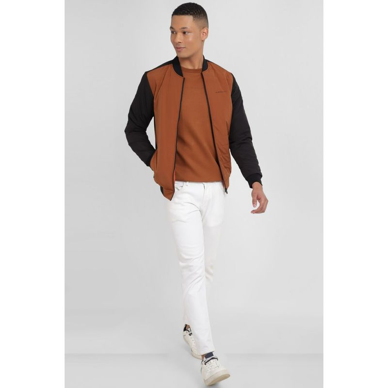 Allen Solly Men Brown Solid Full Sleeves Casual Jacket (S)