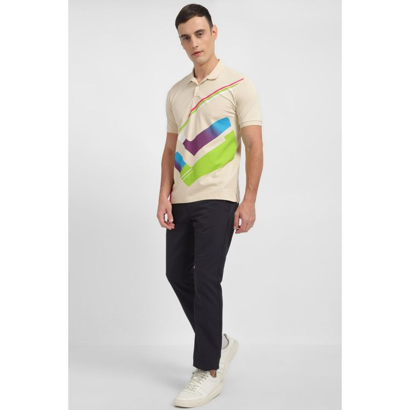 Allen Solly Men Beige Print Polo T-Shirt (XL)