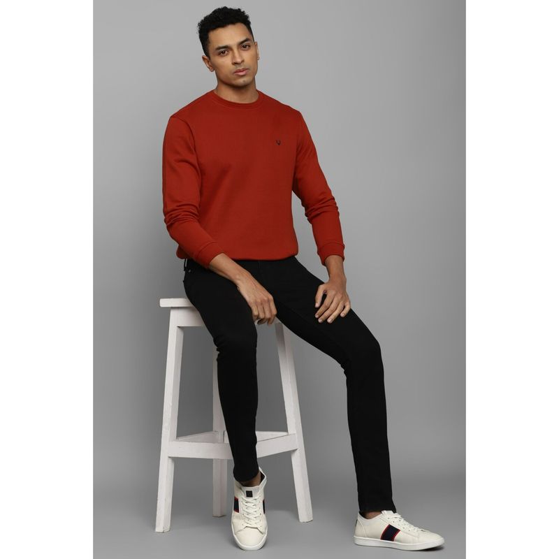 Allen Solly Men Rust Crew Neck Full Sleeves Casual Sweatshirt (2XL)
