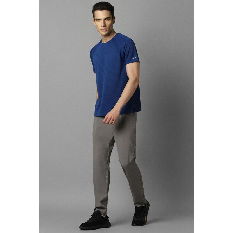 Louis Philippe Men Blue Solid T-Shirt (S)