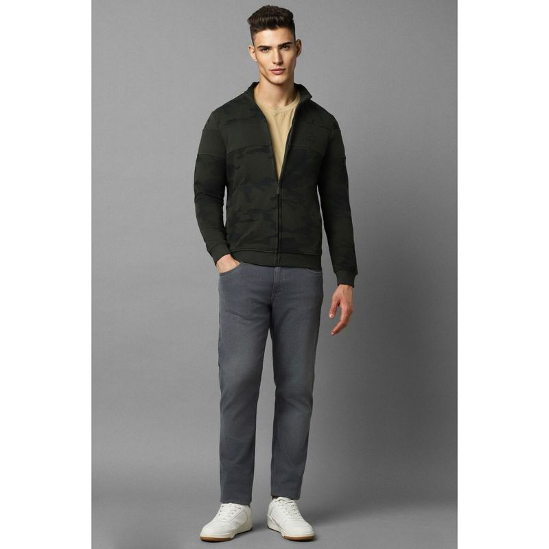 Louis Philippe Men Casual Olive Print Sweatshirt (M)