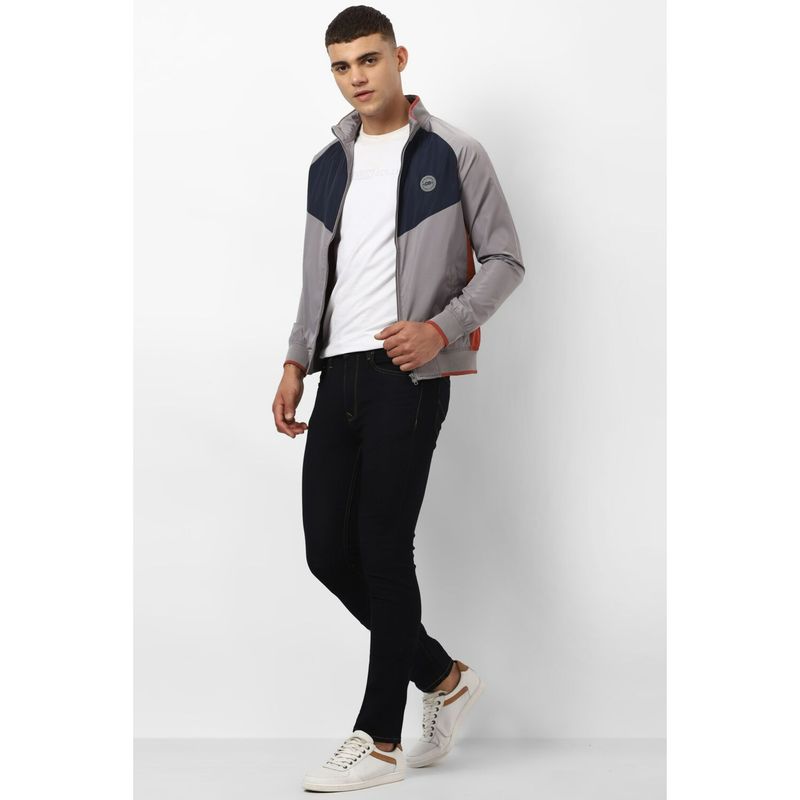 Peter England Men Grey Colorblock Casual Jacket (S)