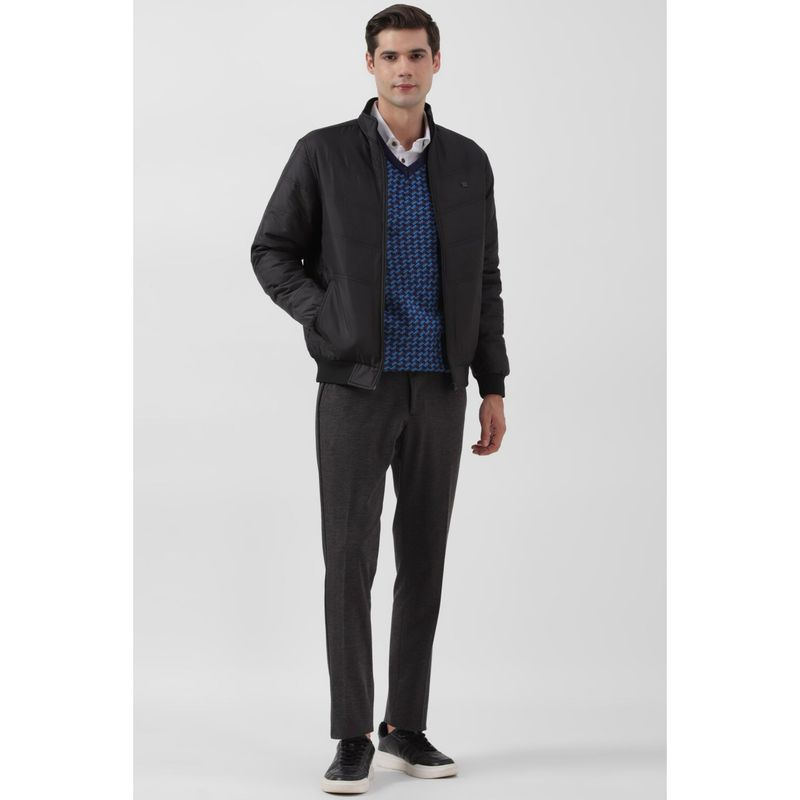 Peter England Men Black Solid Casual Jacket (M)