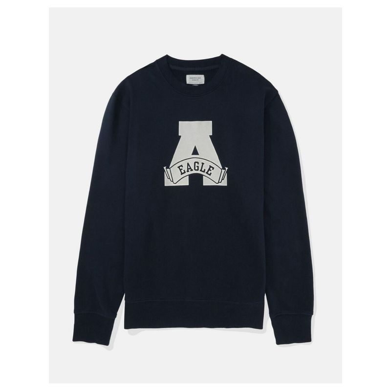 American Eagle Men Navy Super Soft Icon Graphic Crew Neck (S)