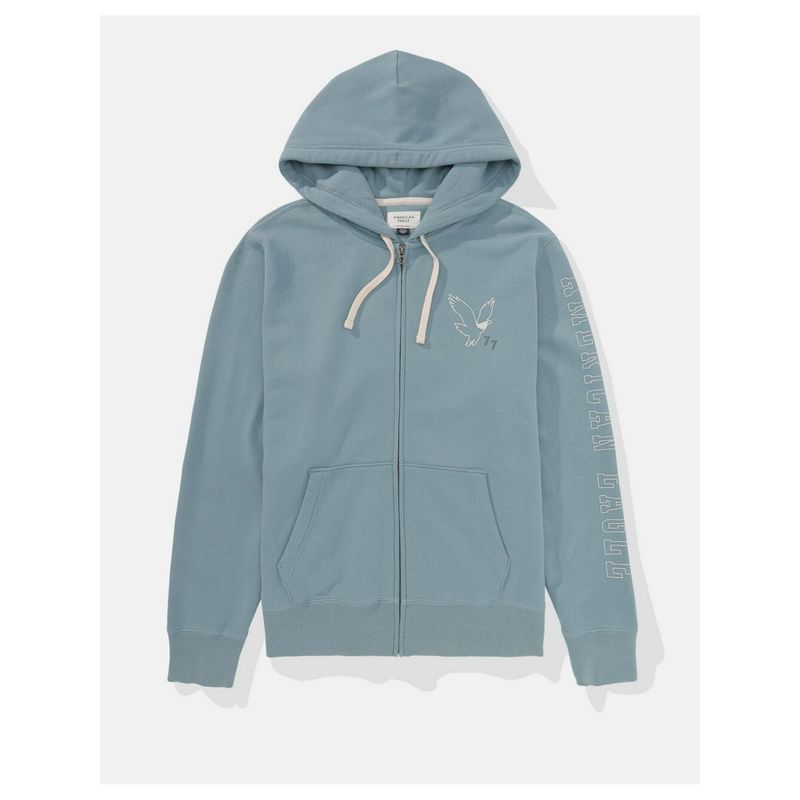 American Eagle Men Blue Super Soft Icon Graphic Zip-up Hoodie (M)