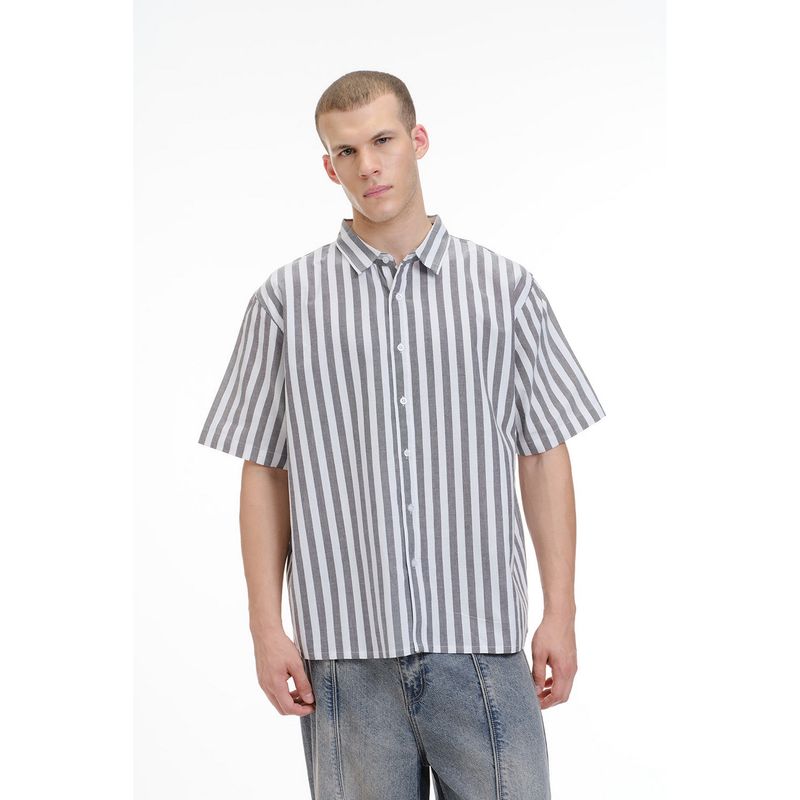 Bonkers Corner Ash Cabana Short Sleeve Striped Shirt (S)