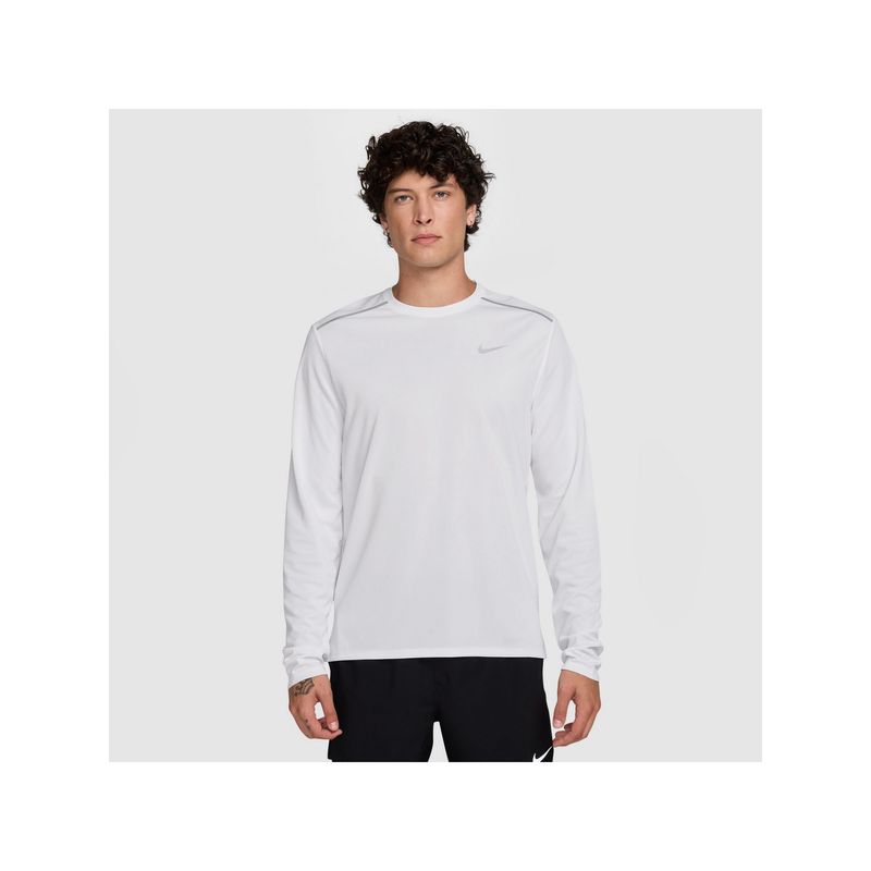 Nike White Polyester Solid T-Shirt (S)