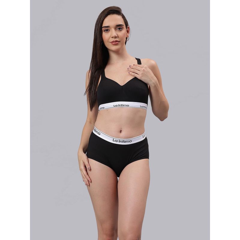 La Intimo Dreamy Ease Black Bra with Panty (XS)