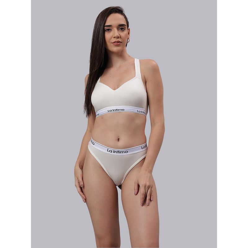 La Intimo Deep Secret Off White Bra with Panty (XS)