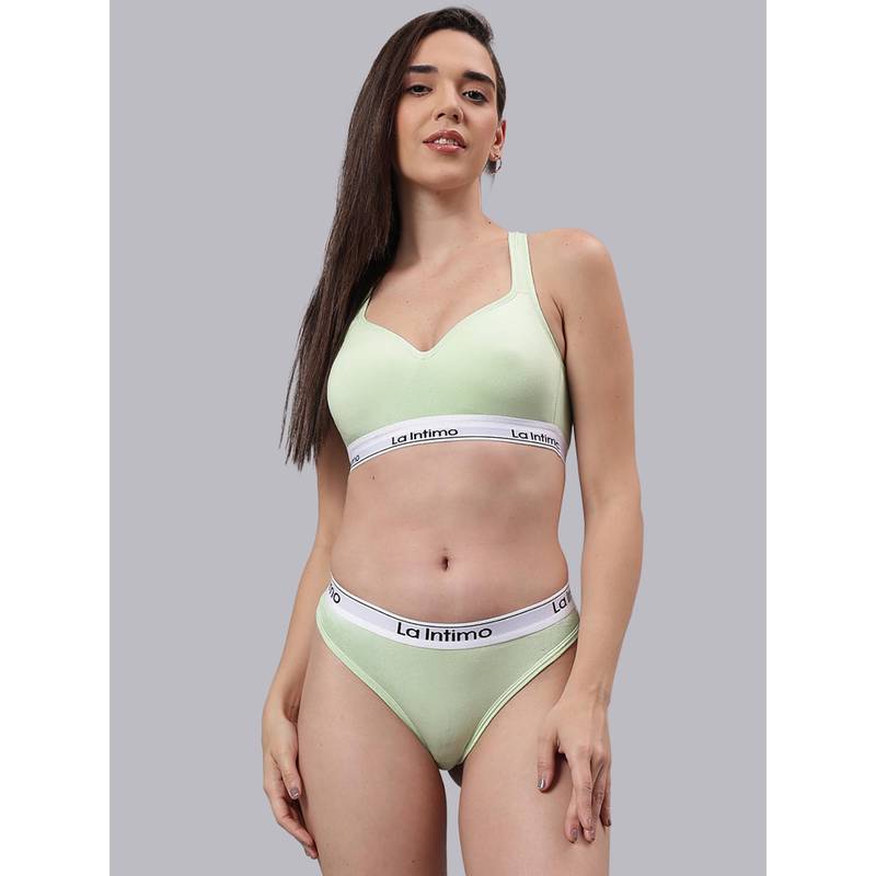 La Intimo Deep Secret Green Bra with Panty (XS)