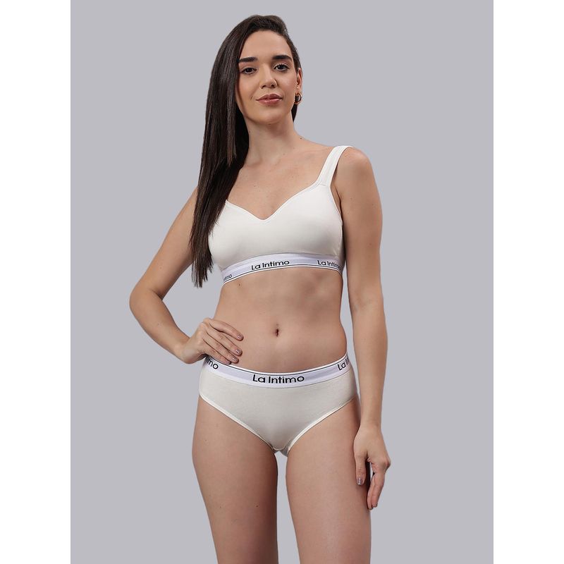 La Intimo Plush Beauty Off White T-Shirt Bra with Panty (XS)