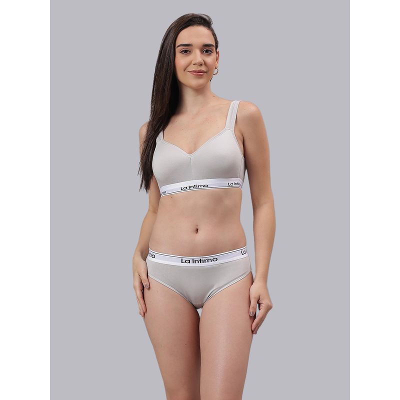 La Intimo Beauty Bikini Grey T-Shirt Bra With Panty (XS)