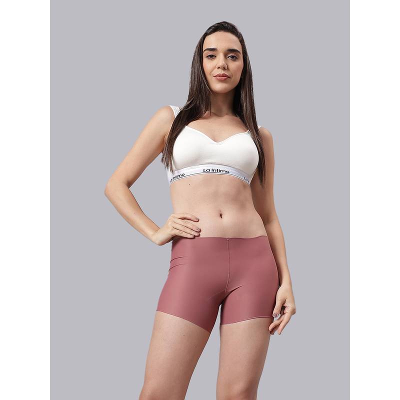 La Intimo Silk Whisper Multi-Colour T-Shirt Bra With Boyshort (XS)