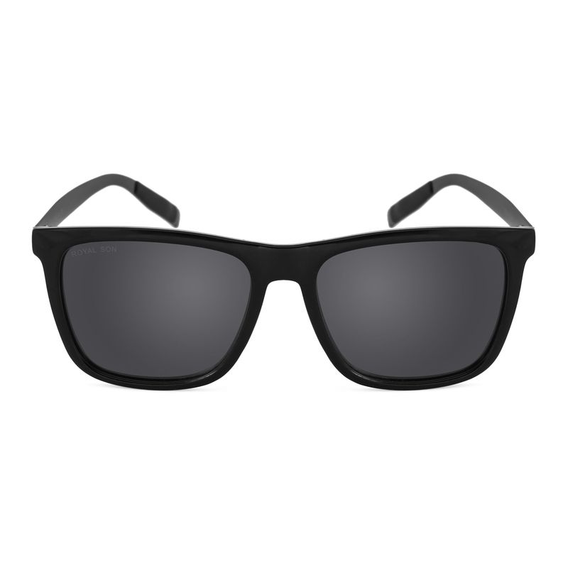 Royal Son Polarized Square Sunglasses - UV400 Protection, Unisex, Black/Grey (Medium Size)