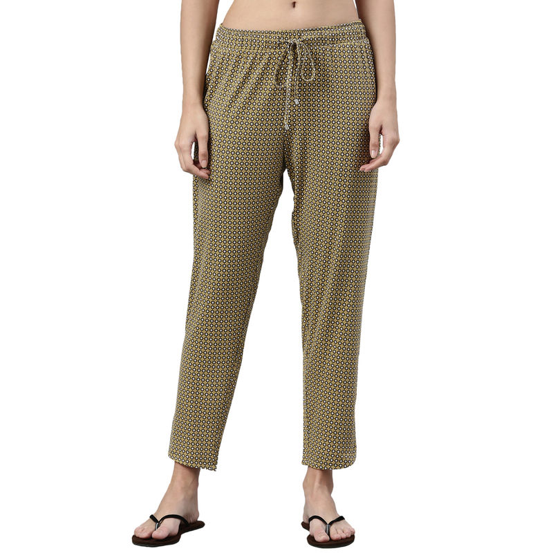 Enamor Essentials Womens E048-Mid Rise 7/8Th Relaxed Fit Lounge Pants-Mocha - Brown (M)