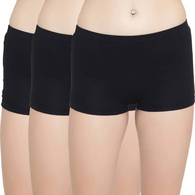 Leading Lady Pack Of 3 Pcs Boyshorts - Black (M)