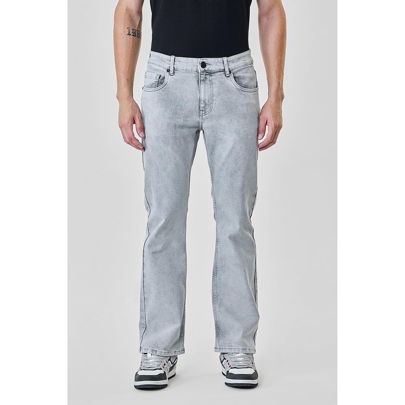 Snitch Light Grey Washed Bootcut Fit Jeans for Men (34)