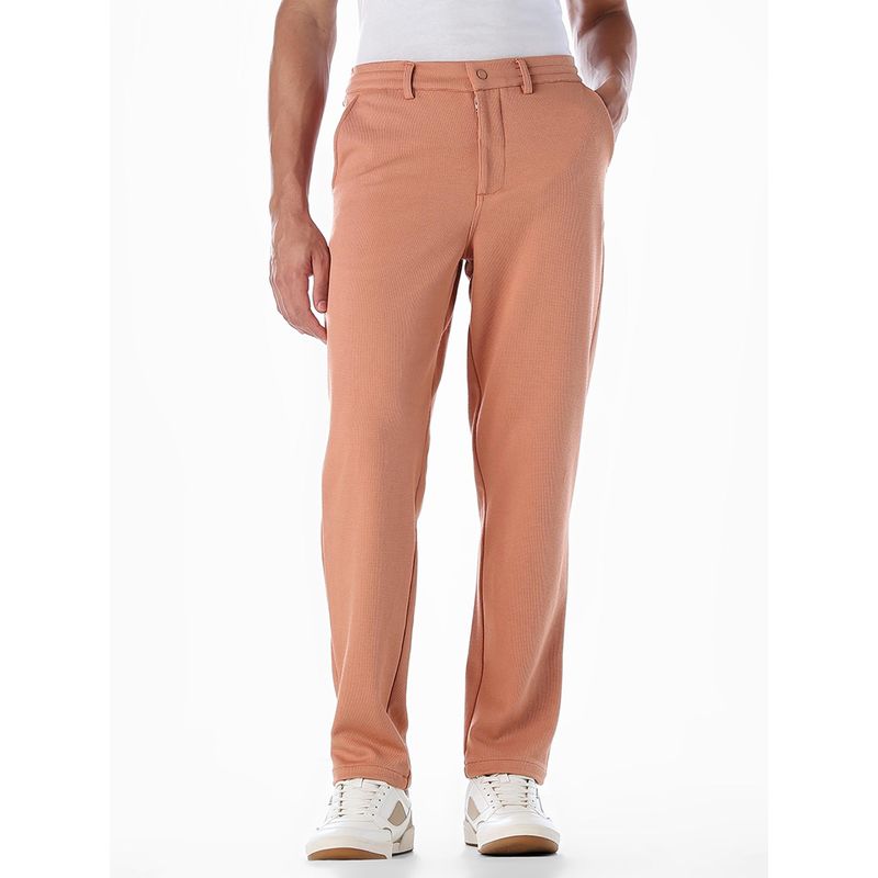 Jack & Jones Men Regular Fit Peach Casual Trouser (L)