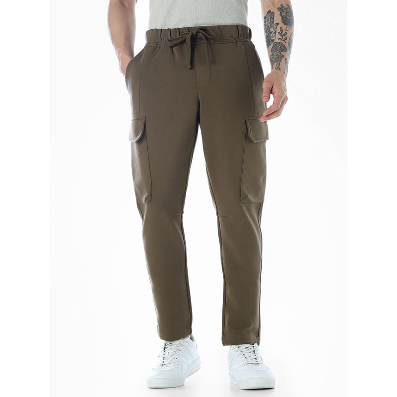 Jack & Jones Men Loose Fit Olive Casual Trouser (M)