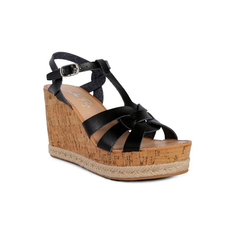London Rag Solid Black Wedges (EURO 36)