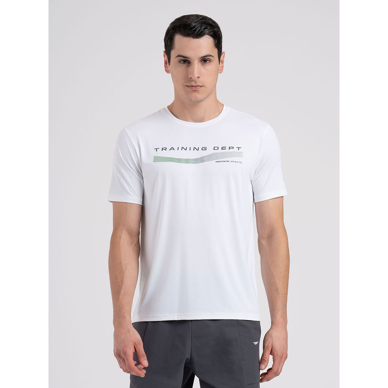 Red Tape Mens White Nylon Elastane Activewear Round Neck T-shirt (L)