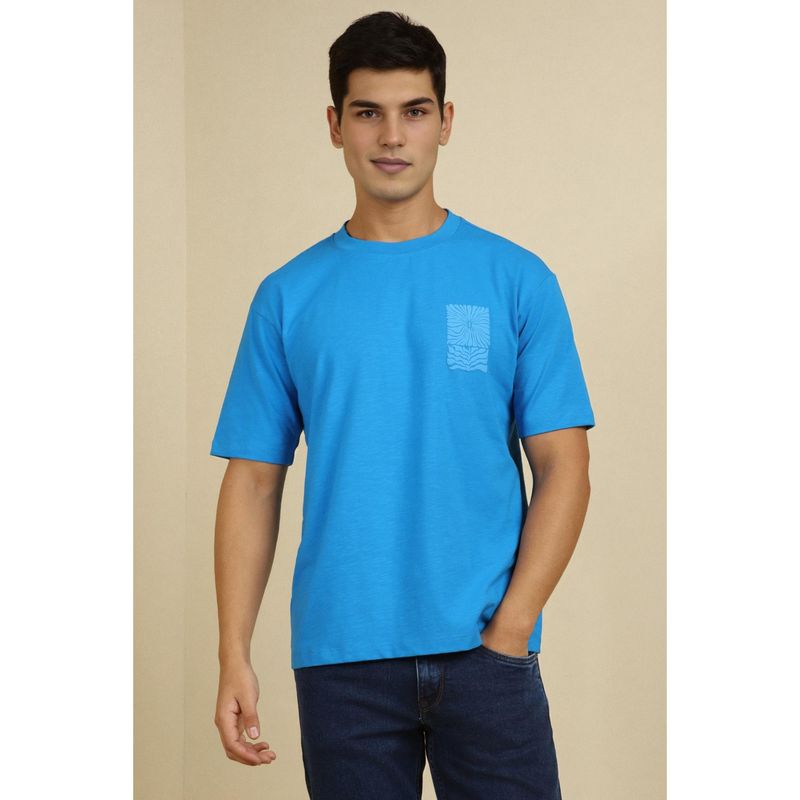 Allen Solly Men Blue Print Crew Neck Printed T-Shirt (M)