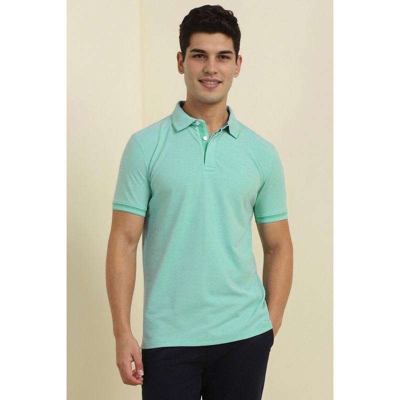 Allen Solly Men Mint Green Solid Polo Neck T-Shirt (M)