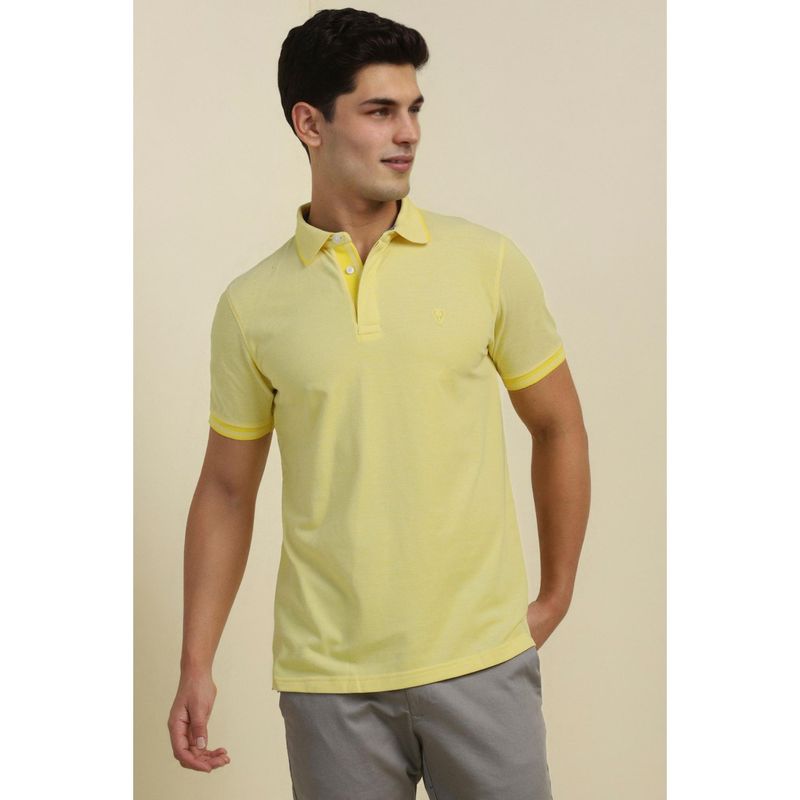 Allen Solly Men Yellow Solid Polo Neck T-Shirt (S)