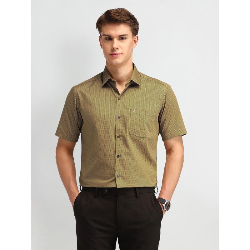 Arrow Mustard Manhattan Slim Fit Printed Shirt (40)