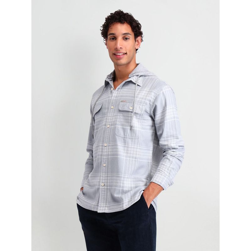 U.S. Polo Assn. Denim Co. Grey Manhattan Slim Fit Checked Shirt (40)