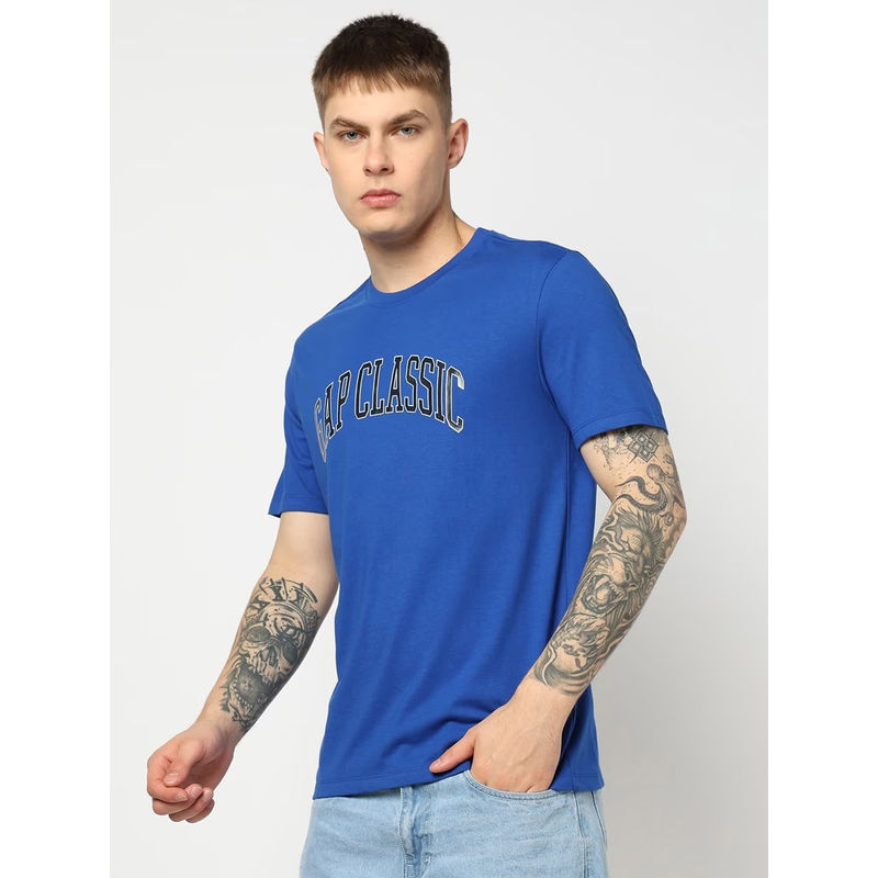 GAP Men's Blue Half Sleeve Crew Neck T-Shirt (M)