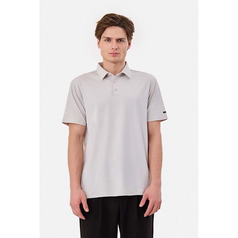 Snitch Light Grey Solid Half Sleeves Regular Casual T-Shirt (XS)