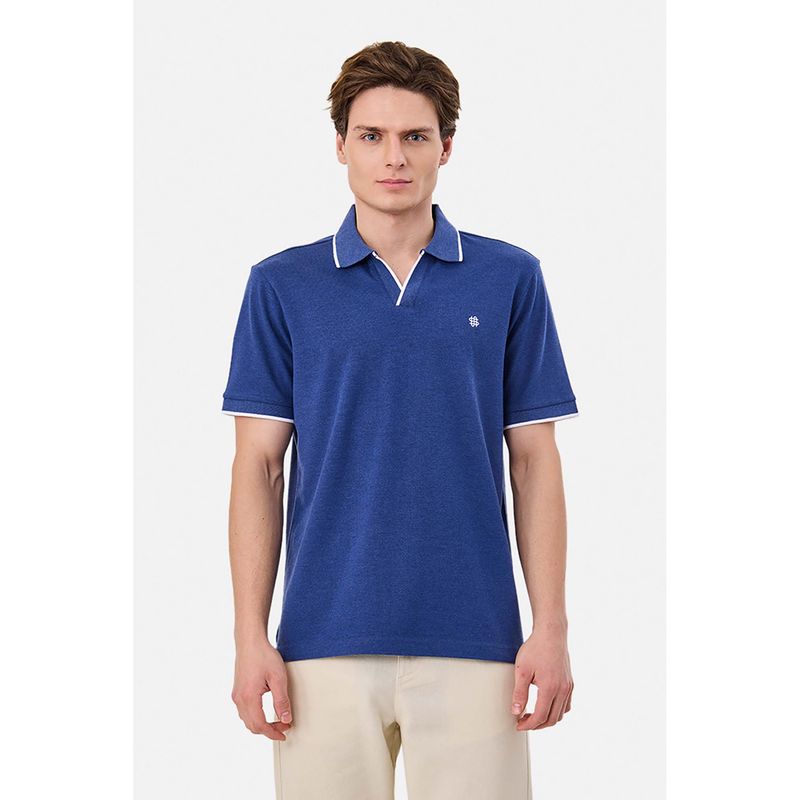 Snitch Blue Solid Half Sleeves Regular Casual T-Shirt (XS)
